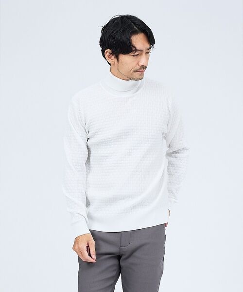 ABAHOUSE / アバハウス ニット・セーター | 【ハイストレッチ】ブロック ジャガード タートルネック ニット【予約】 | 詳細3