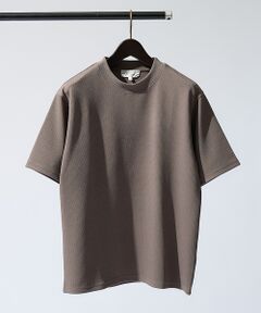 ABAHOUSE / アバハウス シャツ・ブラウス | 【ヘリンボーン柄】ジャガード モックネック 半袖 Tシャツ / アンサンブル対応