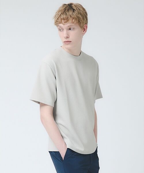 ABAHOUSE / アバハウス シャツ・ブラウス | 【ヘリンボーン柄】ジャガード モックネック 半袖 Tシャツ / アンサンブル対応 | 詳細9