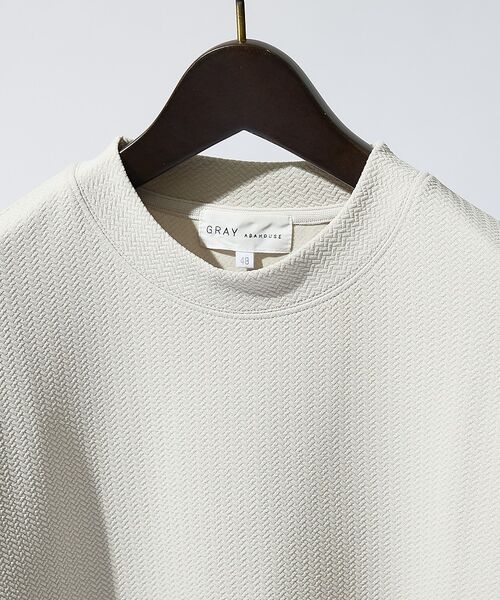 ABAHOUSE / アバハウス シャツ・ブラウス | 【ヘリンボーン柄】ジャガード モックネック 半袖 Tシャツ / アンサンブル対応 | 詳細13