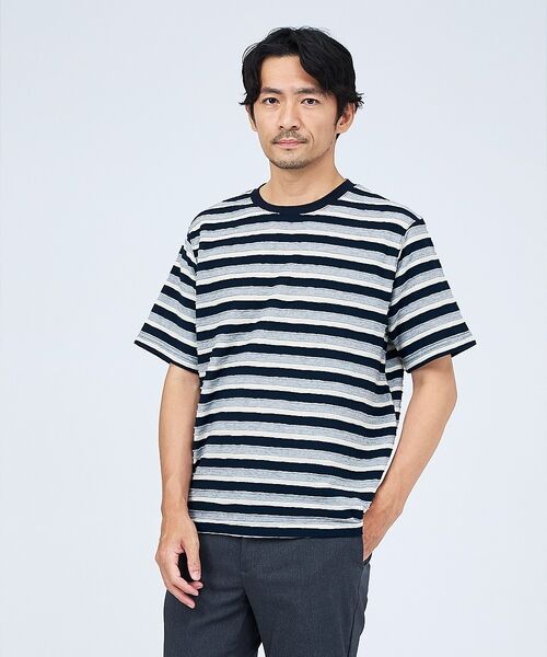 ABAHOUSE / アバハウス Tシャツ | メランジボーダー 半袖Tシャツ【予約】(ホワイト)