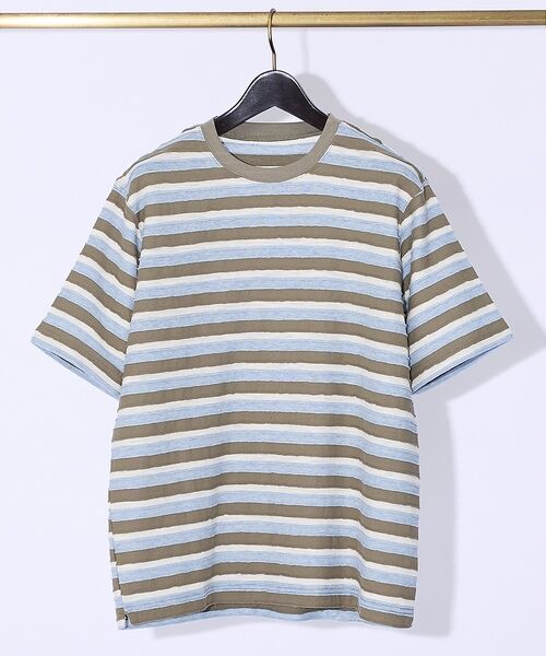 ABAHOUSE / アバハウス Tシャツ | メランジボーダー 半袖Tシャツ【予約】(カーキ)