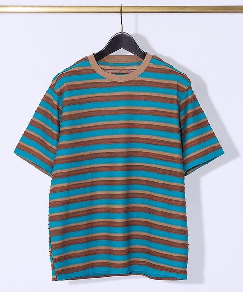 ABAHOUSE / アバハウス Tシャツ | メランジボーダー 半袖Tシャツ【予約】(ブラウン)