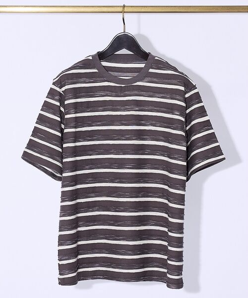 ABAHOUSE / アバハウス Tシャツ | メランジボーダー 半袖Tシャツ【予約】(チャコールグレー)