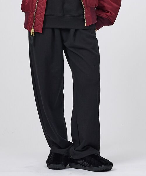 ABAHOUSE / アバハウス その他パンツ | 【+phenix / プラスフェニックス】CVC SWEAT WIDE PANT（ブラック）