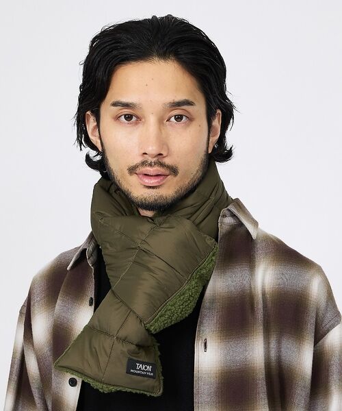 ABAHOUSE / アバハウス マフラー・ショール・スヌード・ストール | 【TAION / タイオン】MOUNTAIN リバーシブル ダウンボアマフラー（グリーン系その他1）