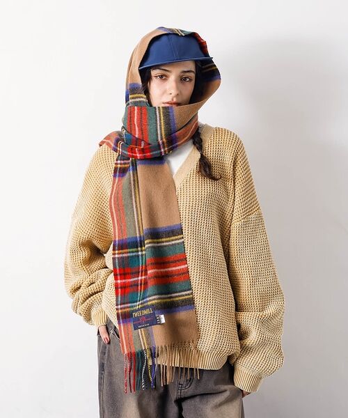 ABAHOUSE / アバハウス マフラー・ショール・スヌード・ストール | 【TWEED MILL/ツイードミル】ラムウールチェック柄ストール/ユニセックス（ベージュ系その他1）