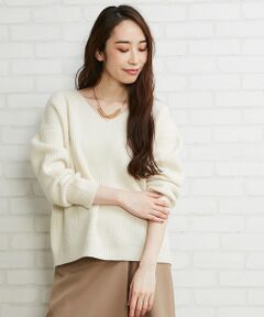 Abahouse Devinette / アバハウス・ドゥヴィネット ニット・セーター | ラムカシVネックプルオーバー【予約】