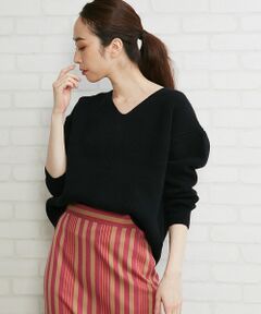 Abahouse Devinette / アバハウス・ドゥヴィネット ニット・セーター | ラムカシVネックプルオーバー【予約】