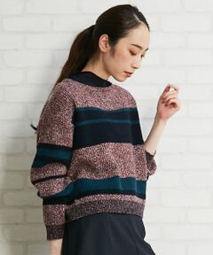 Abahouse Devinette / アバハウス・ドゥヴィネット ニット・セーター | マルチボーダーワイドスリーブプルオーバー【予約】