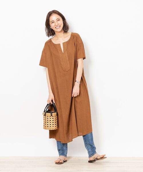 セール Ecru レーヨンリネンスキッパーワンピース ワンピース Abahouse Mavie アバハウス マヴィ ファッション通販 タカシマヤファッションスクエア