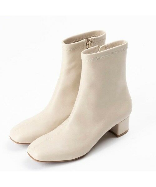 AcureZ/アキュアーズ スッキリシルエットのプレーンデザイン「生活防水×スタイリッシュブーツ」 アイボリー 24.0cm AcureZ/アキュアーズ スッキリシルエットのプレーンデザイン「生活防水×スタイリッシュブーツ」 アイボリー 24.0cm