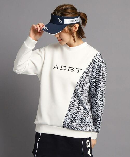 【ADBT】ロゴデザイン切り替え モックネック長袖プルオーバー