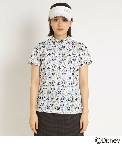 セール】 【DISNEY】総柄デザイン 半袖ポロシャツ（ミッキーマウス