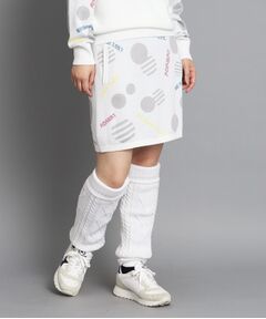 【洗える／保温性／制電性】ランダムロゴデザイン ニットスカート