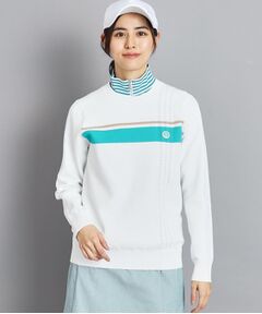 【手洗い可】フロントラインデザイン クルーネックセーター