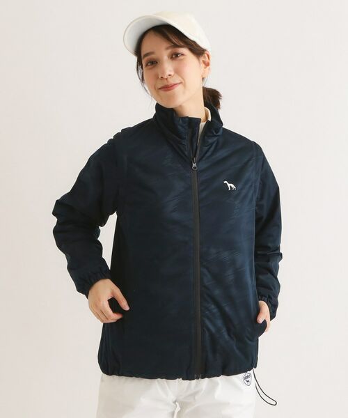 adabat / アダバット レザーブルゾン・ジャケット | 袖取り外し 2WAY中綿アウター（ネイビー(094)）