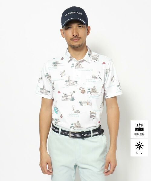 adabat/アダバット UVカット/吸水速乾/遮熱 モナコマップドライポロシャツ ホワイト(101) 48(M) adabat/アダバット UVカット/吸水速乾/遮熱 モナコマップドライポロシャツ ホワイト(101) 48(M)