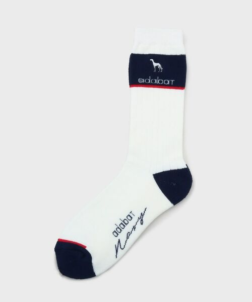 adabat/アダバット 【新レーベル ADABAT NAVY】足底パイル リブデザイン 普通丈ソックス ホワイト(001) 00 adabat/アダバット 【新レーベル ADABAT NAVY】足底パイル リブデザイン 普通丈ソックス ホワイト(001) 00