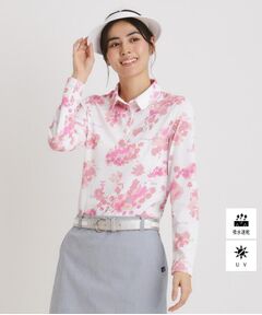 adabat / アダバット ポロシャツ | UVカット/吸水速乾 フラワープリント長袖ポロシャツ
