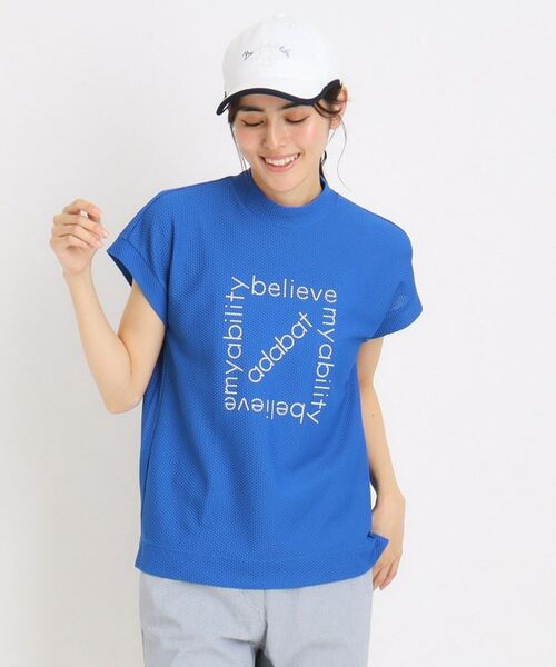 adabat / アダバット カットソー | ドライワッフルモックネックT（ブルー(092)）