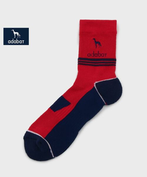 adabat/アダバット 【新レーベル ADABAT NAVY】足底パイル ロゴラインデザイン ショート丈ソックス レッド(062) 00 adabat/アダバット 【新レーベル ADABAT NAVY】足底パイル ロゴラインデザイン ショート丈ソックス レッド(062) 00