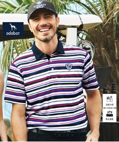 adabat / アダバット ポロシャツ | 【新レーベル ADABAT NAVY】吸水速乾/接触冷感 クールタッチマルチボーダーポロシャツ