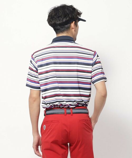 adabat / アダバット ポロシャツ | 【新レーベル ADABAT NAVY】吸水速乾/接触冷感 クールタッチマルチボーダーポロシャツ | 詳細2