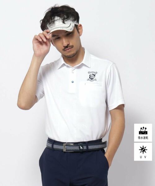 adabat/アダバット UVカット/吸水速乾 クールコアロゴチェックポロシャツ ホワイト(001) 52(XL)