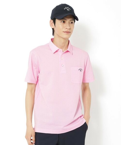 adabat/アダバット サッカーストライプジャージポロシャツ ピンク(372) 52(XL) adabat/アダバット サッカーストライプジャージポロシャツ ピンク(372) 52(XL)