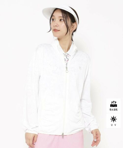 adabat / アダバット カットソー | UVカット/吸水速乾 メッシュジャカードブルゾン（ホワイト(001)）