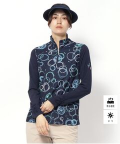 セール】 小花柄デザイン ハーフジッププルオーバー
