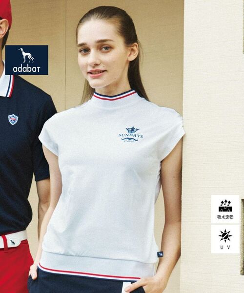 adabat/アダバット 【新レーベル ADABAT NAVY】UVカット/吸水速乾 ダブルラインモックネックT ホワイト(001) 36(S) adabat/アダバット 【新レーベル ADABAT NAVY】UVカット/吸水速乾 ダブルラインモックネックT ホワイト(001) 36(S)