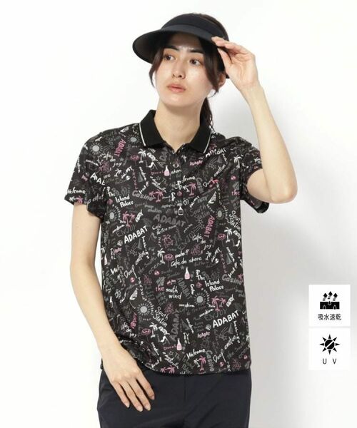 adabat / アダバット ポロシャツ | UVカット/吸水速乾 クールコアサマープリントポロシャツ(スミクロ(118))