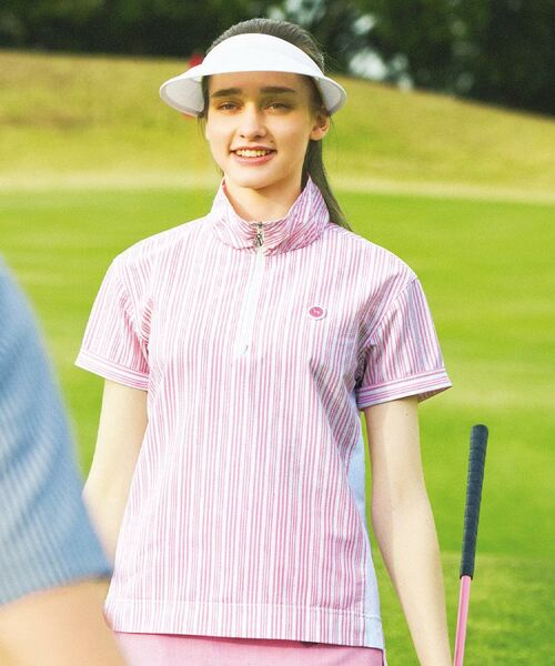 adabat / アダバット カットソー | サッカーストライプジッププルオーバー(ピンク(172))