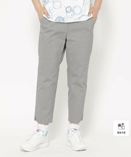 adabat / アダバット ショート・ハーフ・半端丈パンツ | 接触冷感 クールタッチ千鳥クロップドパンツ(ホワイト(201))