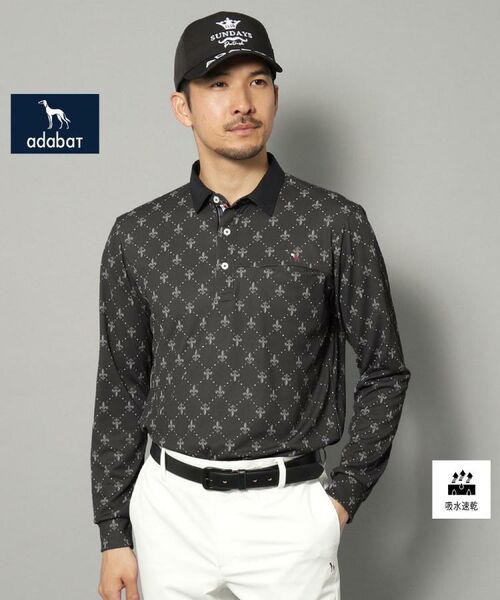 adabat/アダバット 【新レーベル ADABAT NAVY】吸水速乾 フルールドリス長袖ポロシャツ ブラック(119) 46(S) adabat/アダバット 【新レーベル ADABAT NAVY】吸水速乾 フルールドリス長袖ポロシャツ ブラック(119) 46(S)