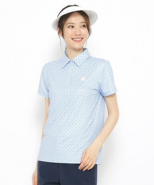adabat/アダバット マーガレットデザイン 半袖ポロシャツ ブルー(191) 42(LL) adabat/アダバット マーガレットデザイン 半袖ポロシャツ ブルー(191) 42(LL)