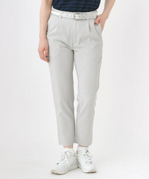 adabat / アダバット ショート・ハーフ・半端丈パンツ | シアサッカーテーパードパンツ（ライトグレー(310)）