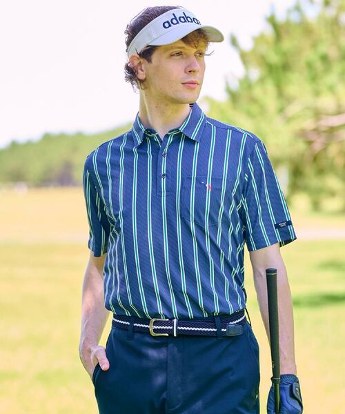 adabat / アダバット ポロシャツ | 【新レーベル ADABAT NAVY】吸水速乾/UVカット ワインシャンブレーストライプポロシャツ | 詳細14