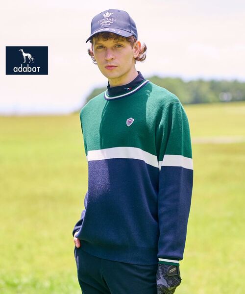 adabat/アダバット 【新レーベル ADABAT NAVY】トリコロールクルーニット グリーン(022) 50(L) adabat/アダバット 【新レーベル ADABAT NAVY】トリコロールクルーニット グリーン(022) 50(L)