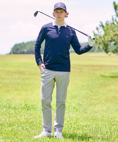 adabat / アダバット ポロシャツ | 【新レーベル ADABAT NAVY】吸水速乾 サッカーストライプ長袖ポロシャツ | 詳細2