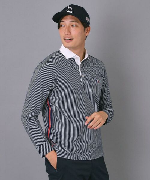 adabat / アダバット ポロシャツ | 【新レーベル ADABAT NAVY】吸水速乾 サッカーストライプ長袖ポロシャツ | 詳細4