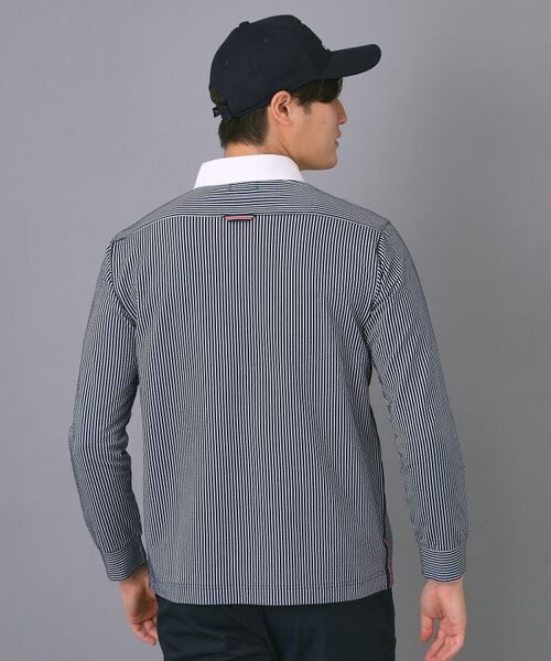 adabat / アダバット ポロシャツ | 【新レーベル ADABAT NAVY】吸水速乾 サッカーストライプ長袖ポロシャツ | 詳細5