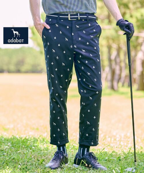 adabat / アダバット ショート・ハーフ・半端丈パンツ | 【新レーベル ADABAT NAVY】エンブロイダリーモノグラムクロップドパンツ(ブラック(019))