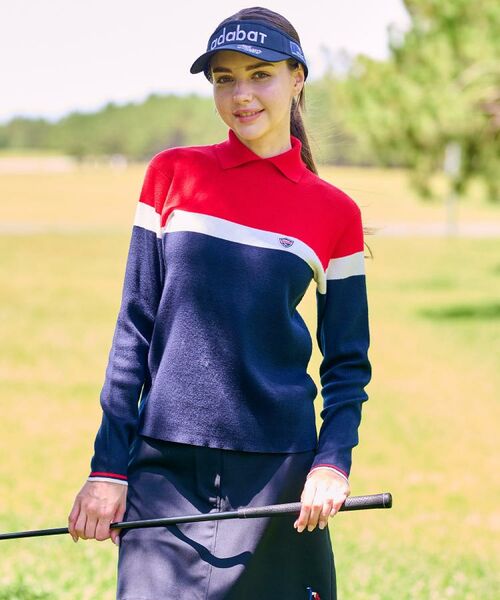 adabat / アダバット ニット・セーター | 【ADABAT NAVY】トリコロールスプリットカラーニット | 詳細13