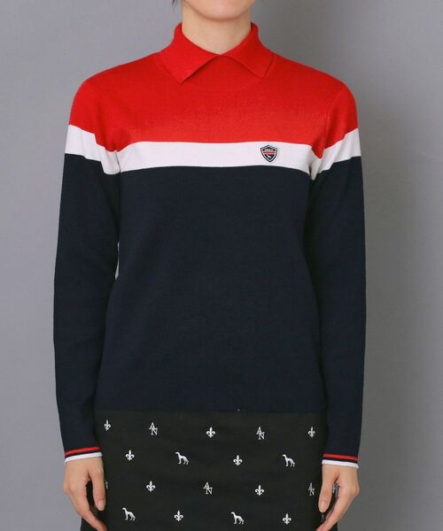 adabat / アダバット ニット・セーター | 【ADABAT NAVY】トリコロールスプリットカラーニット | 詳細16