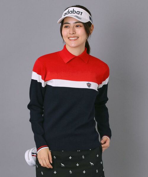 adabat / アダバット ニット・セーター | 【ADABAT NAVY】トリコロールスプリットカラーニット | 詳細8