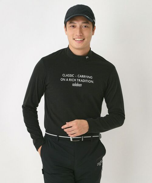 adabat / アダバット カットソー | 【吸湿発熱】メッセージロゴモックネックロンT(ブラック(019))