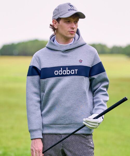 adabat / アダバット パーカー | 【新レーベル ADABAT NAVY】ブロッキングラインロゴフーディー | 詳細1